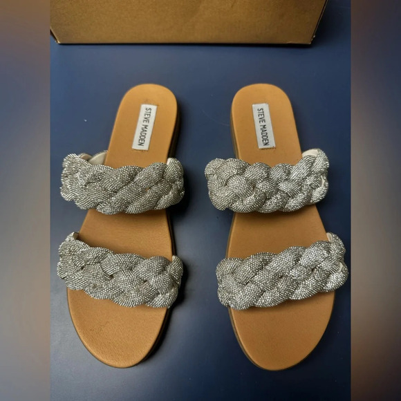 Steve Madden Dolay Sandals Slip on with rhinestone design - Picture 2 of 14